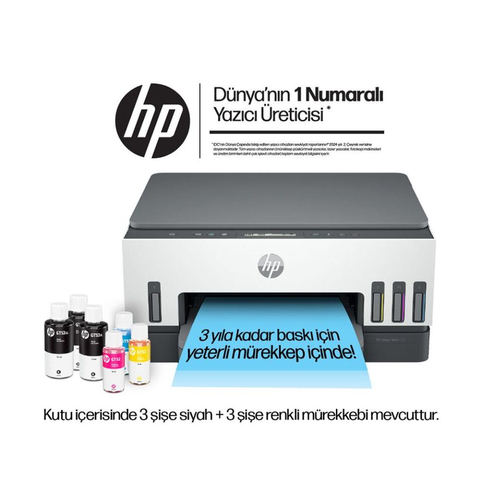 HP SMART TANK 720 ÇOK FONKSİYONLU DUBLEKS KABLOSUZ MÜREKKEP TANKLI YAZICI
